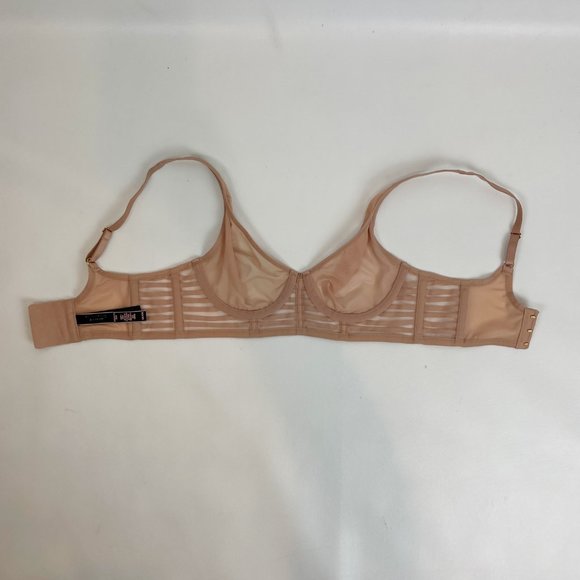 NWOT Victorias Secret 32C Luxe Unlined Mesh Full Coverage Plunge Bra Beige - Picture 3 of 8